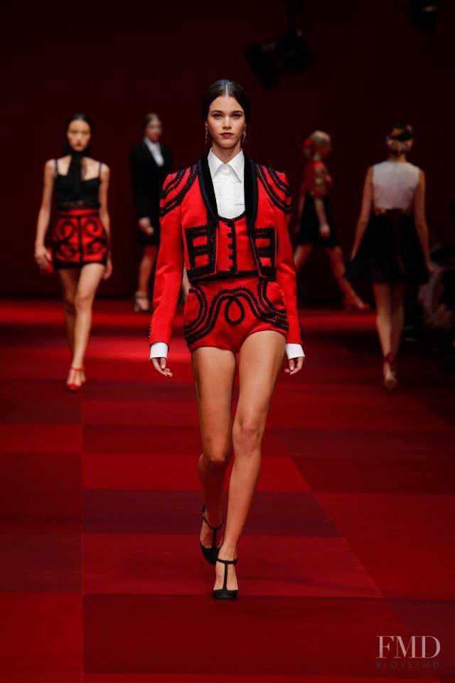 Pauline Hoarau featured in  the Dolce & Gabbana fashion show for Spring/Summer 2015