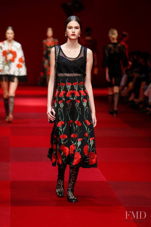 Vanessa Moody featured in  the Dolce & Gabbana fashion show for Spring/Summer 2015
