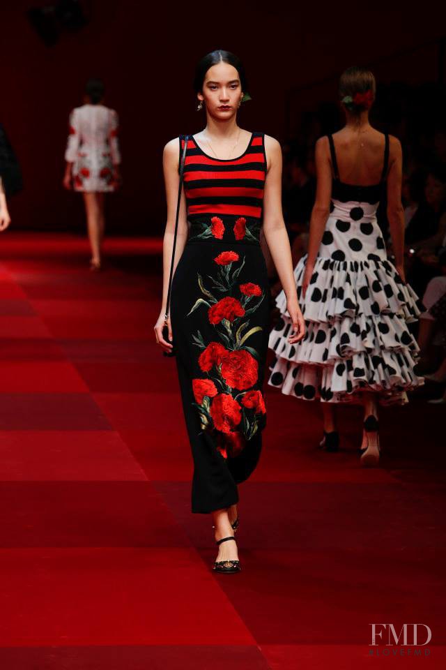 Mona Matsuoka featured in  the Dolce & Gabbana fashion show for Spring/Summer 2015