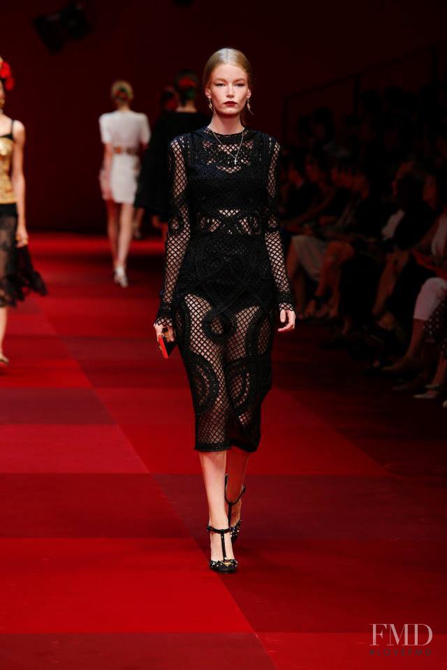 Hollie May Saker featured in  the Dolce & Gabbana fashion show for Spring/Summer 2015