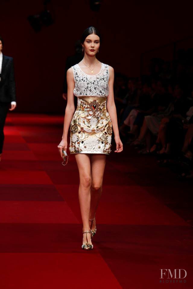 Irina Shnitman featured in  the Dolce & Gabbana fashion show for Spring/Summer 2015