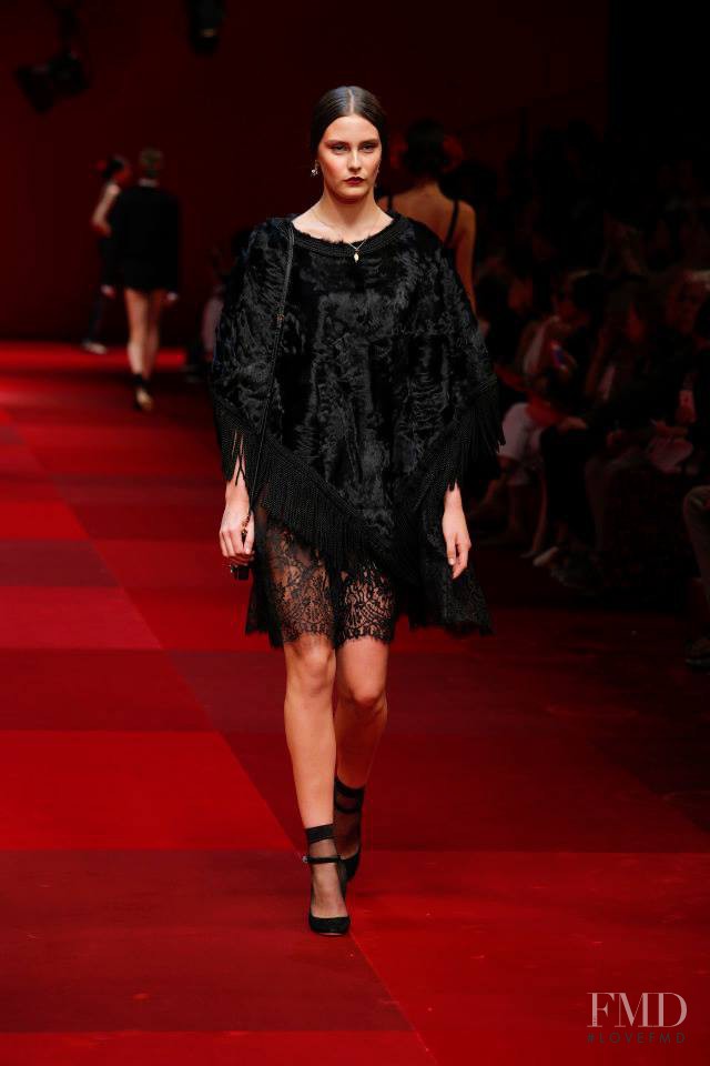 Charlotte Wiggins featured in  the Dolce & Gabbana fashion show for Spring/Summer 2015