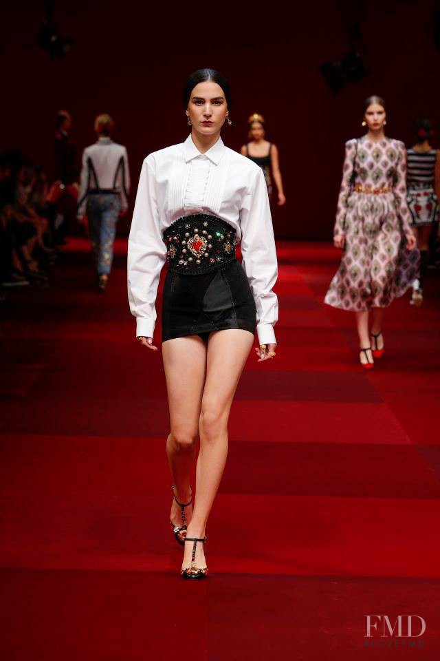 Mijo Mihaljcic featured in  the Dolce & Gabbana fashion show for Spring/Summer 2015