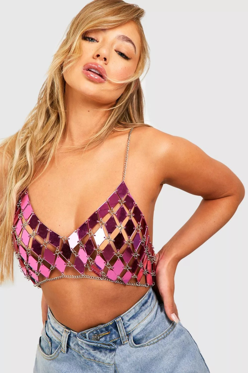 Amber Jepson featured in  the PrettyLittleThing catalogue for Spring/Summer 2023