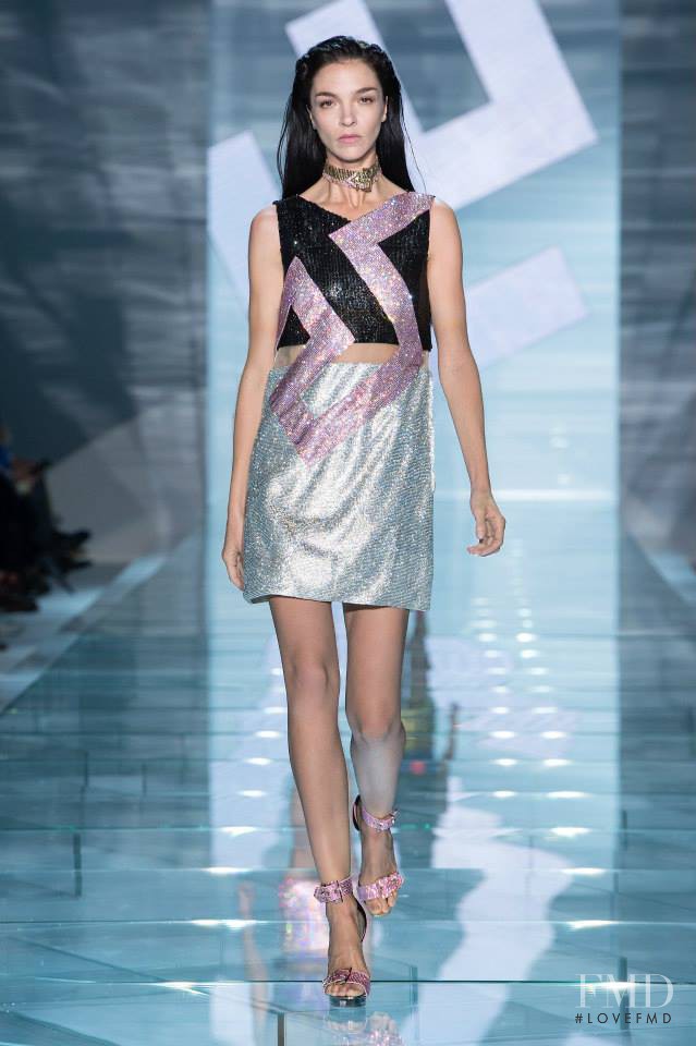 Mariacarla Boscono featured in  the Versace fashion show for Spring/Summer 2015