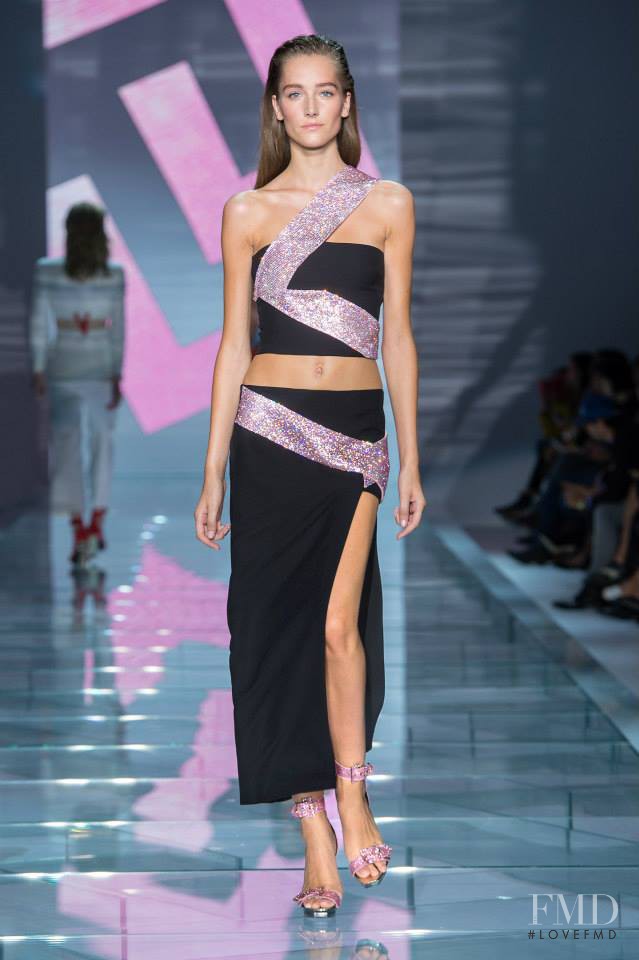 Joséphine Le Tutour featured in  the Versace fashion show for Spring/Summer 2015