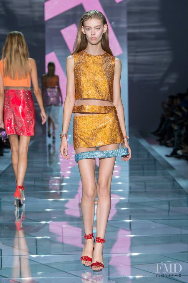 Ondria Hardin featured in  the Versace fashion show for Spring/Summer 2015