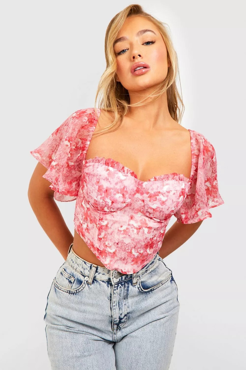 Amber Jepson featured in  the Boohoo catalogue for Spring/Summer 2023