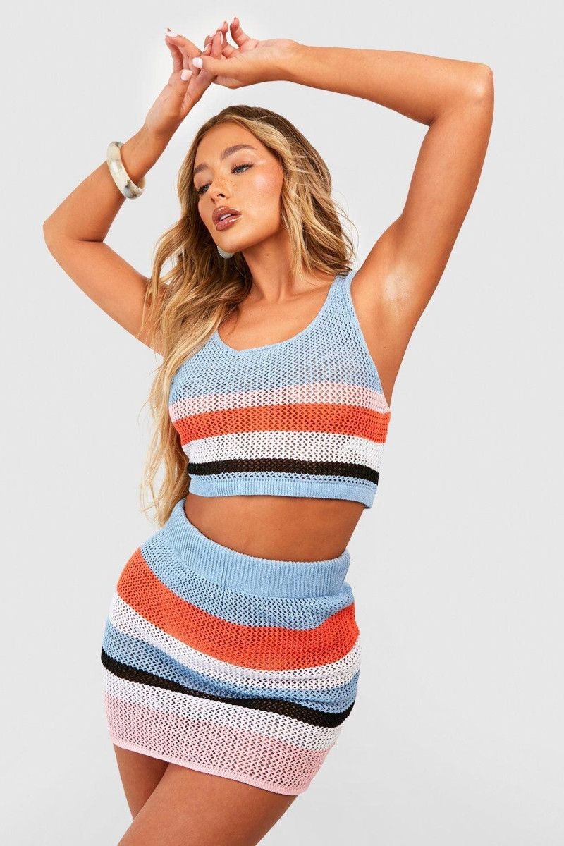 Amber Jepson featured in  the Boohoo catalogue for Summer 2023