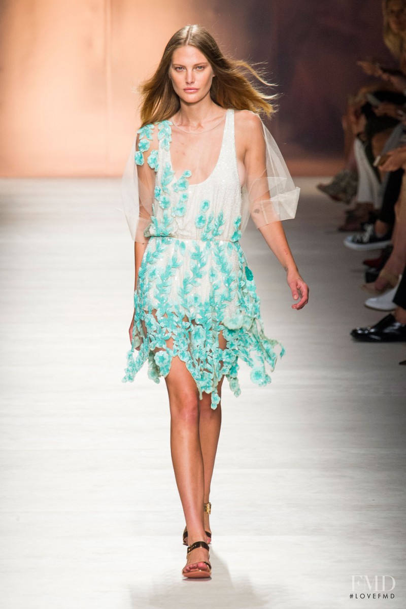 Catherine McNeil featured in  the Blumarine fashion show for Spring/Summer 2015