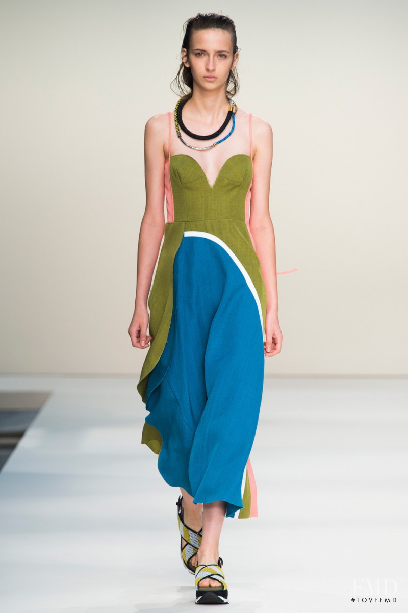 Waleska Gorczevski featured in  the Marni fashion show for Spring/Summer 2015