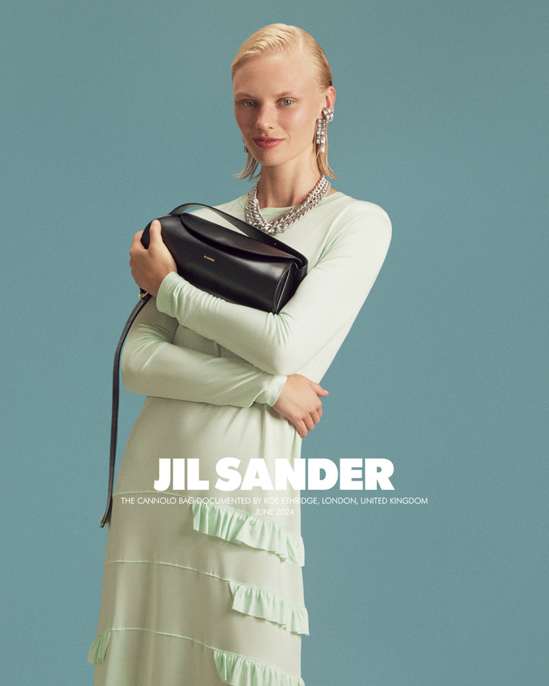 Vilma Sjöberg featured in  the Jil Sander Cannolo Bag 2024 Campaign advertisement for Fall 2024