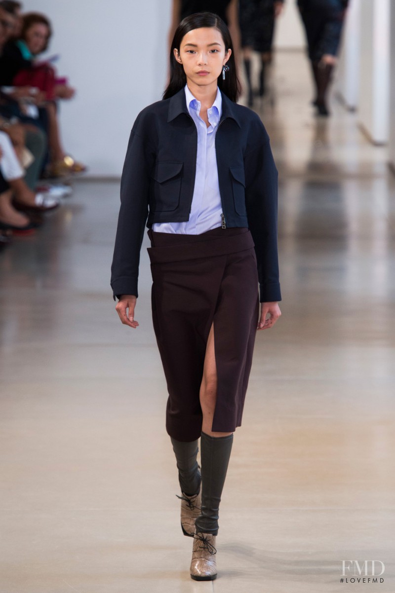 Xiao Wen Ju featured in  the Jil Sander fashion show for Spring/Summer 2015