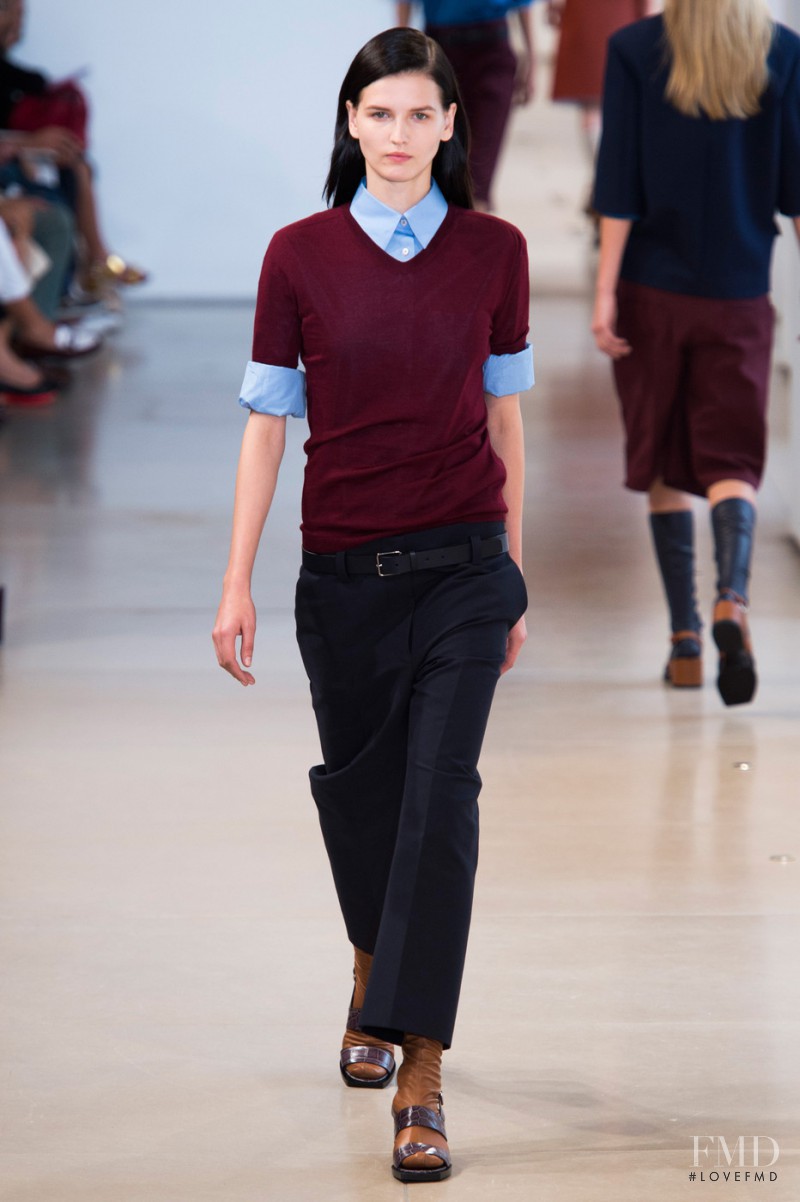 Katlin Aas featured in  the Jil Sander fashion show for Spring/Summer 2015