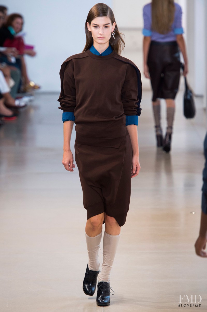 Ophélie Guillermand featured in  the Jil Sander fashion show for Spring/Summer 2015