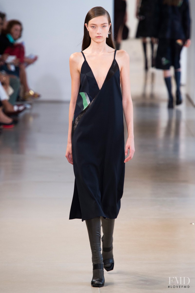 Yumi Lambert featured in  the Jil Sander fashion show for Spring/Summer 2015