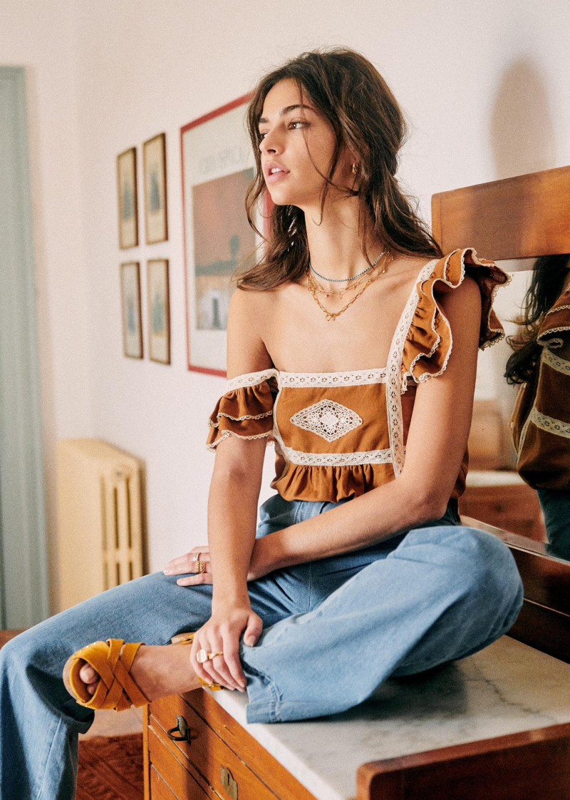 Marie Teissonniere featured in  the Sézane lookbook for Spring/Summer 2020