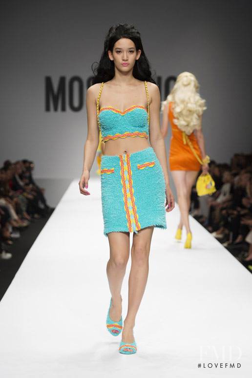 Mona Matsuoka featured in  the Moschino fashion show for Spring/Summer 2015
