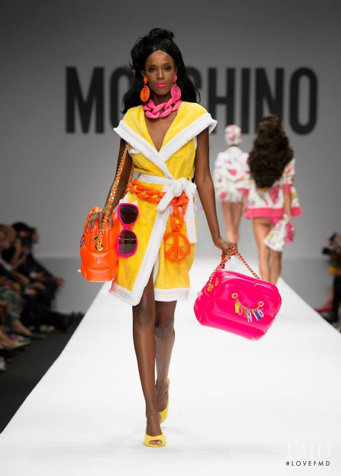 Leila Ndabirabe featured in  the Moschino fashion show for Spring/Summer 2015