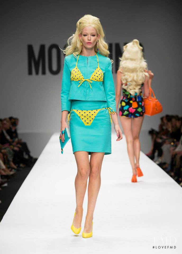 Hollie May Saker featured in  the Moschino fashion show for Spring/Summer 2015
