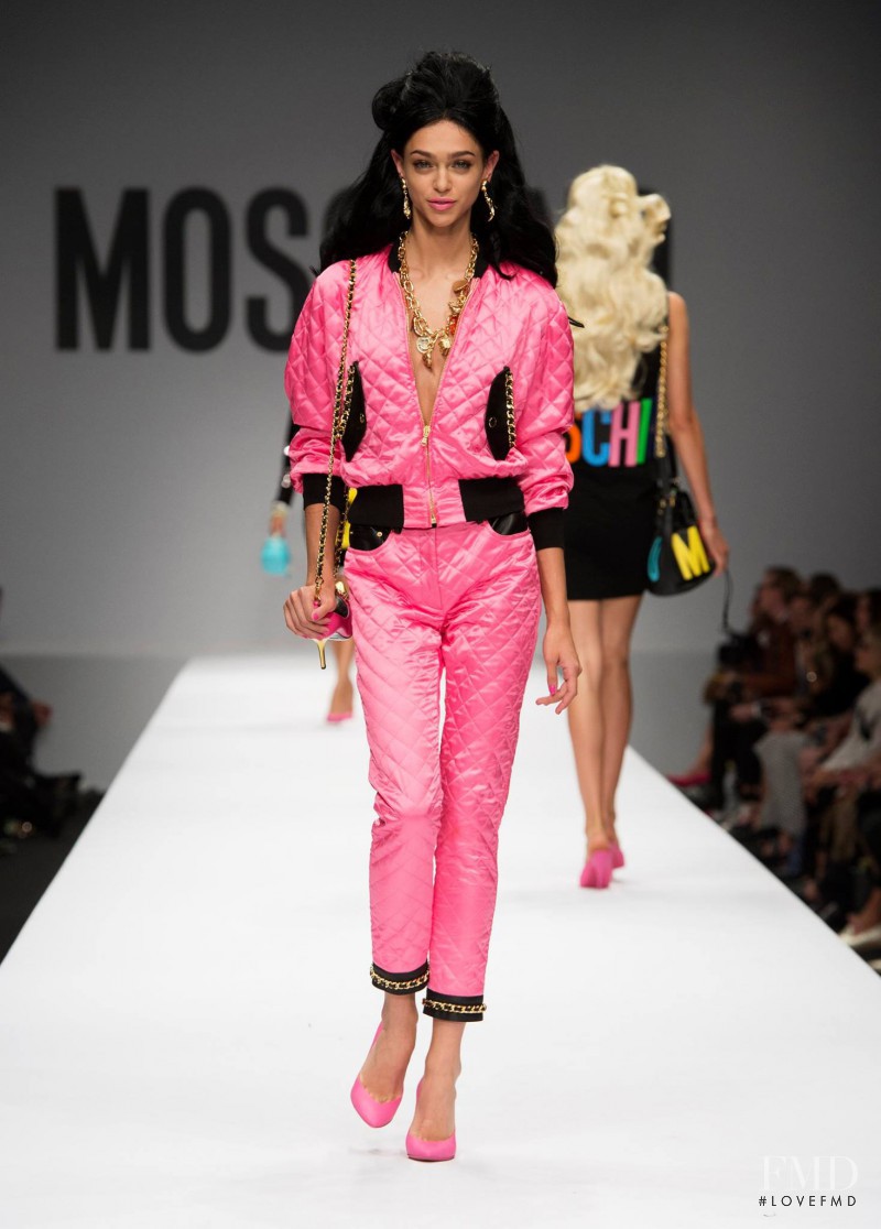 Zhenya Katava featured in  the Moschino fashion show for Spring/Summer 2015