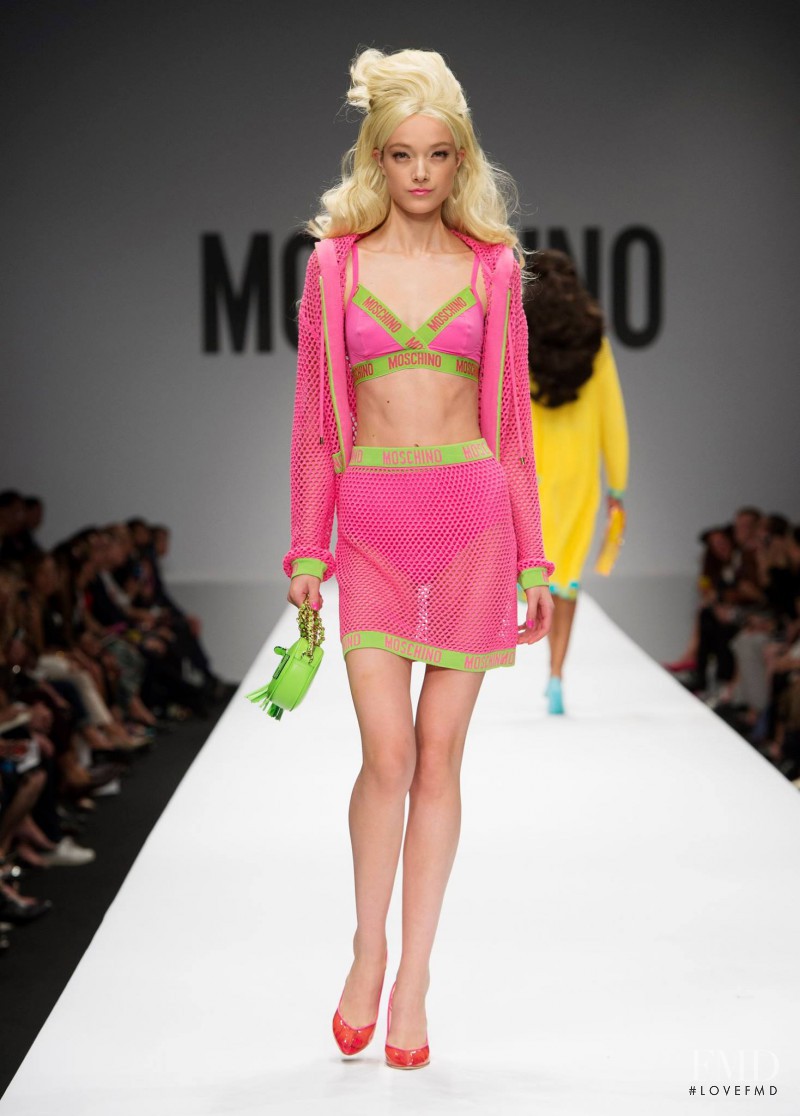Yumi Lambert featured in  the Moschino fashion show for Spring/Summer 2015