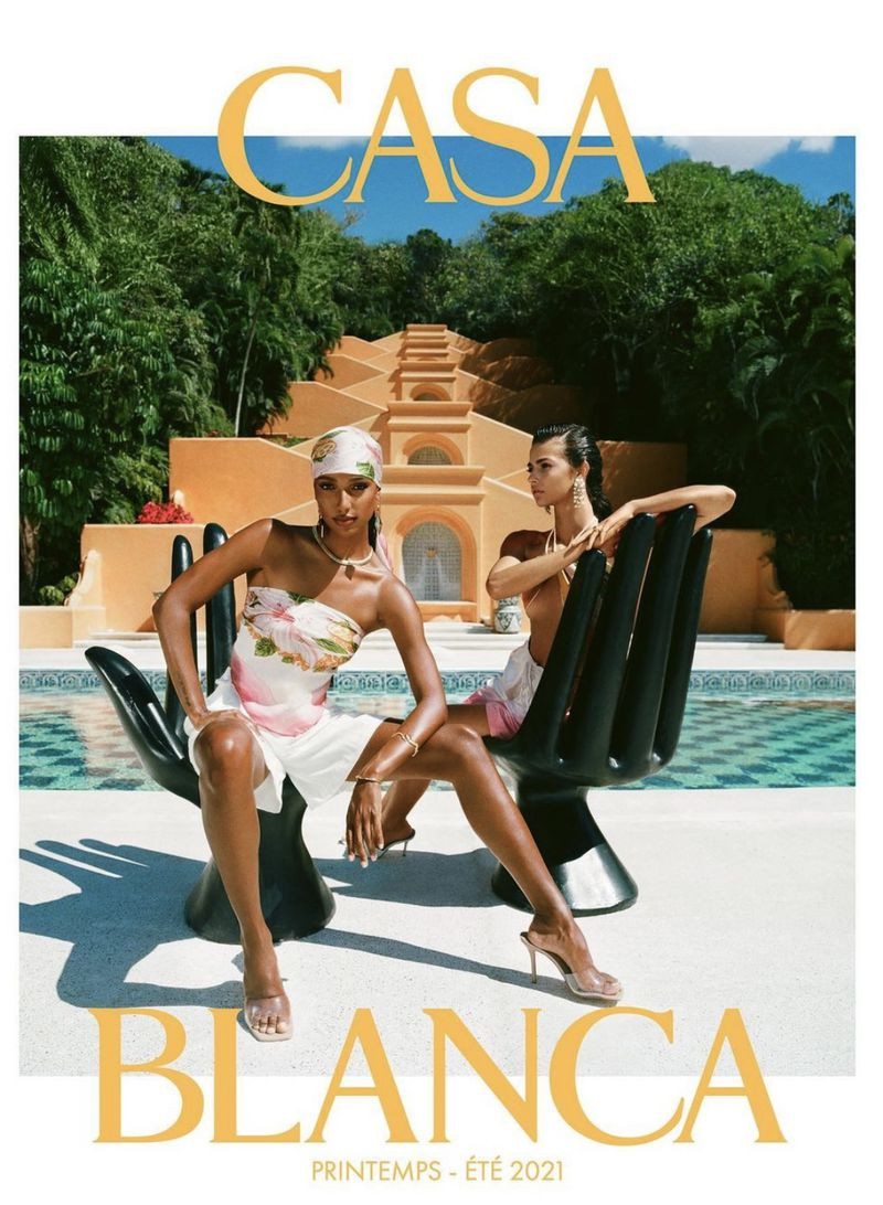 Jasmine Tookes featured in  the Casablanca advertisement for Spring/Summer 2021