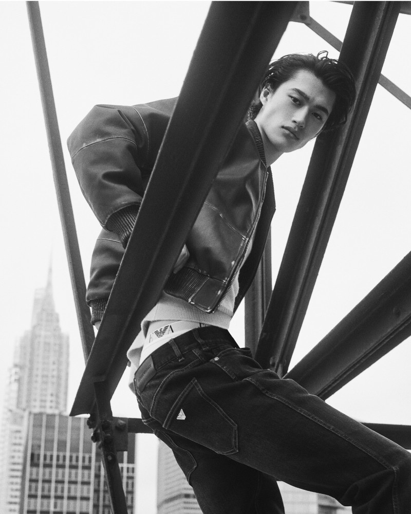 Mathieu Simoneau featured in  the Emporio Armani advertisement for Autumn/Winter 2023