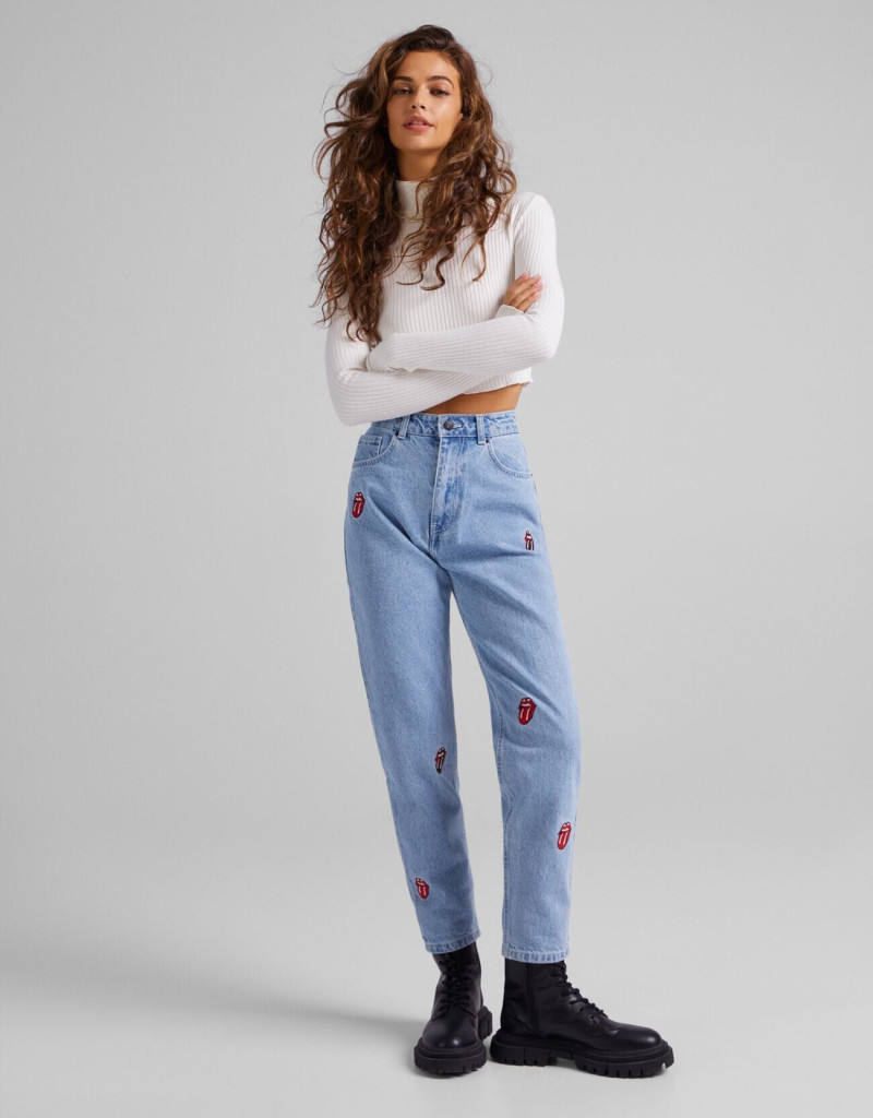 Marie Teissonniere featured in  the Bershka Rock Jeans catalogue for Spring/Summer 2022