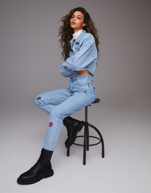 Marie Teissonniere featured in  the Bershka Rock Jeans catalogue for Spring/Summer 2022