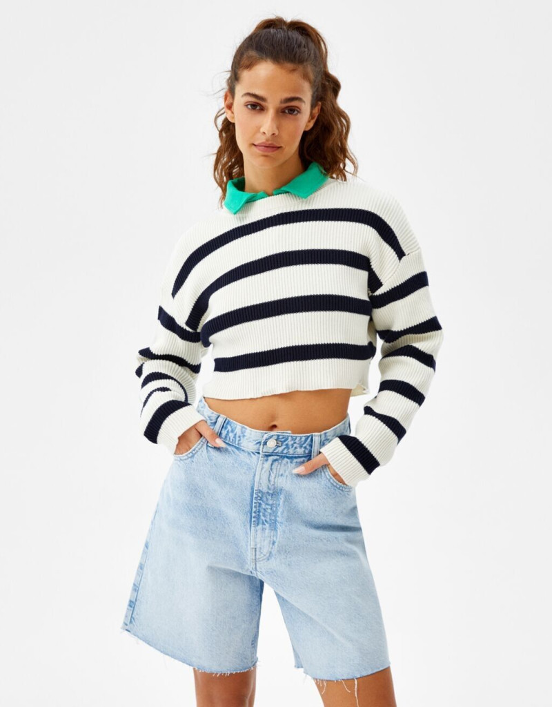 Marie Teissonniere featured in  the Bershka Rock Jeans catalogue for Spring/Summer 2022