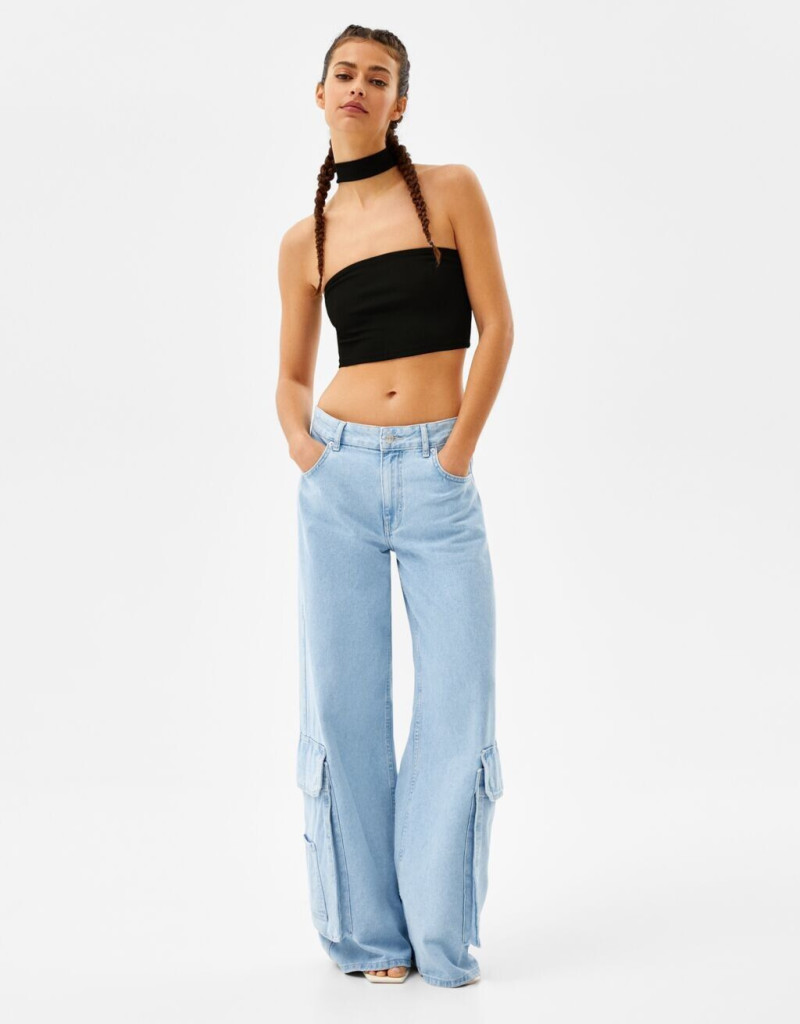 Marie Teissonniere featured in  the Bershka Rock Jeans catalogue for Spring/Summer 2022