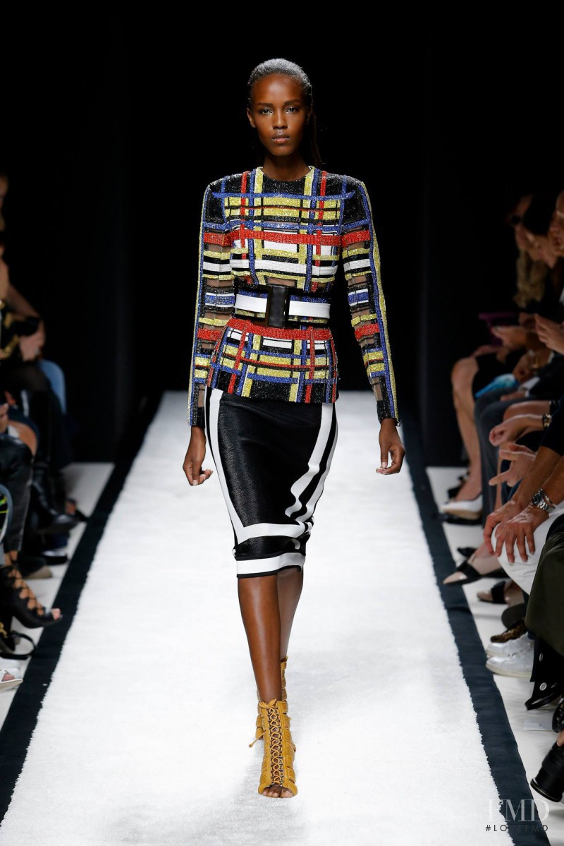 Leila Ndabirabe featured in  the Balmain fashion show for Spring/Summer 2015
