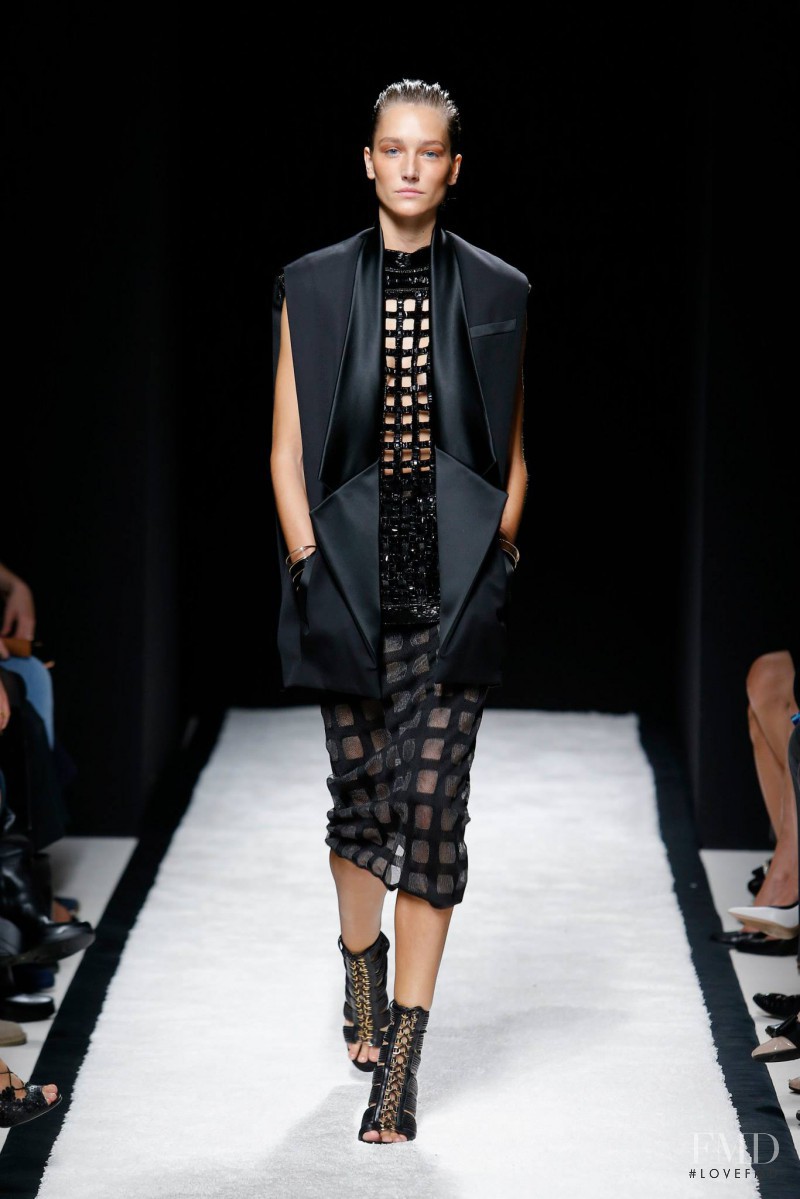 Joséphine Le Tutour featured in  the Balmain fashion show for Spring/Summer 2015