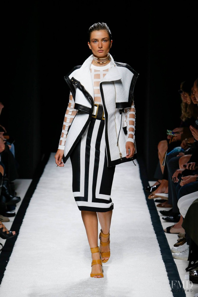 Andreea Diaconu featured in  the Balmain fashion show for Spring/Summer 2015