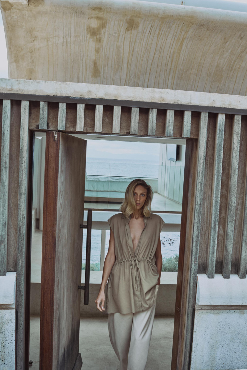 Anja Rubik featured in  the Zara lookbook for Pre-Fall 2024