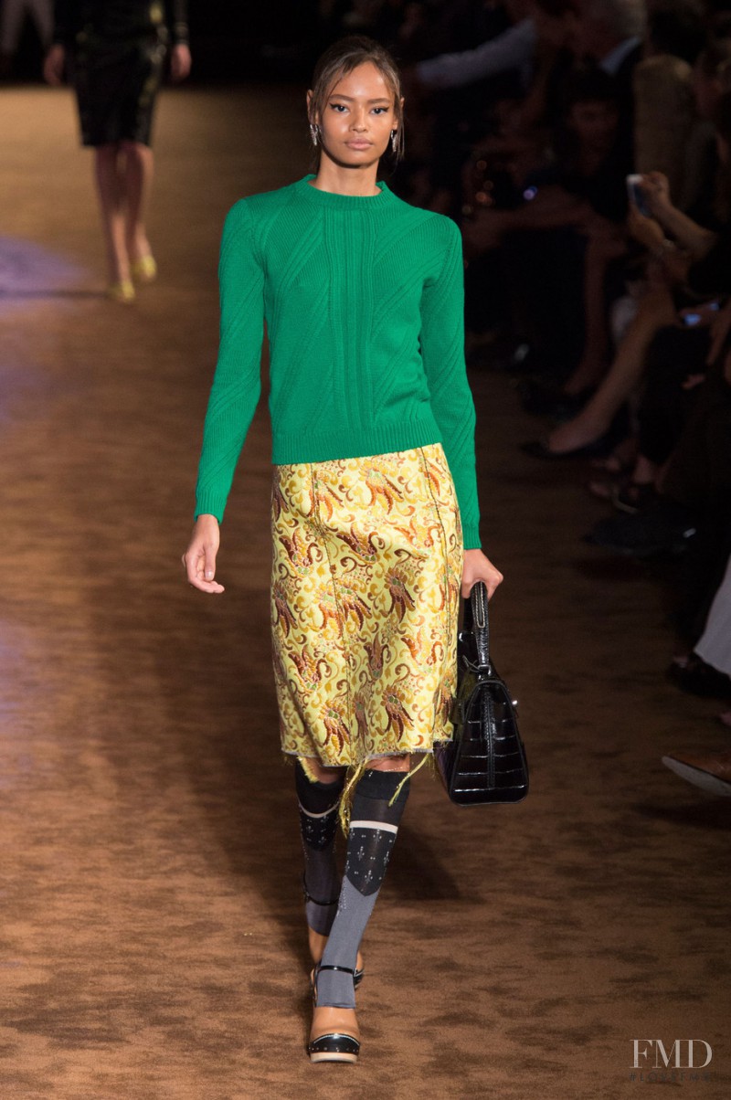 Malaika Firth featured in  the Prada fashion show for Spring/Summer 2015