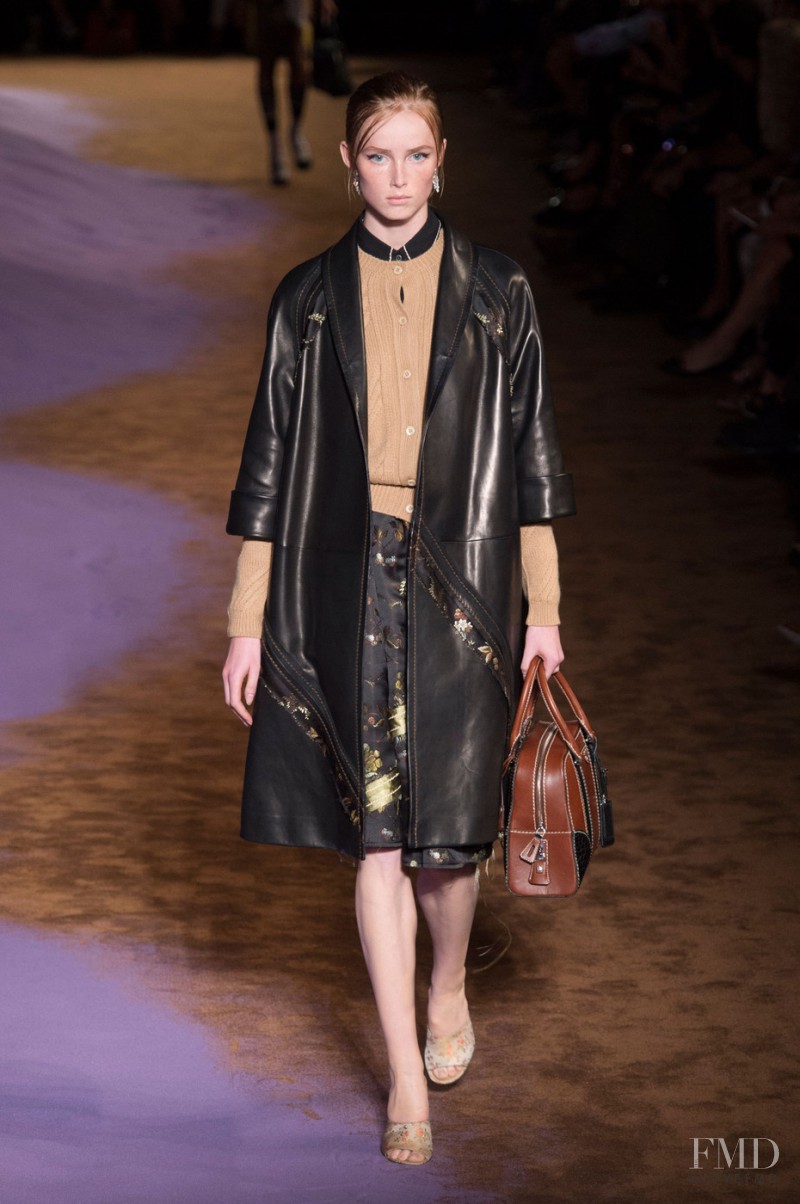 Rianne Van Rompaey featured in  the Prada fashion show for Spring/Summer 2015