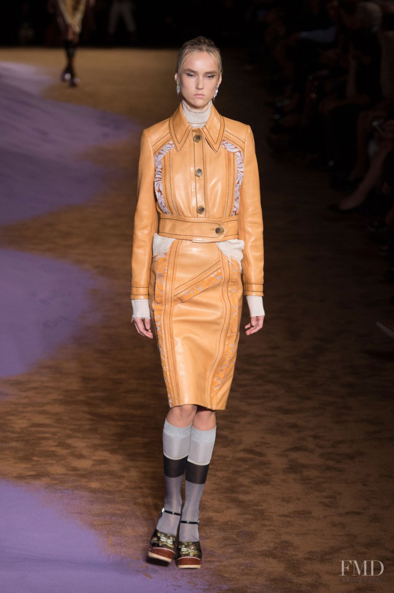 Harleth Kuusik featured in  the Prada fashion show for Spring/Summer 2015