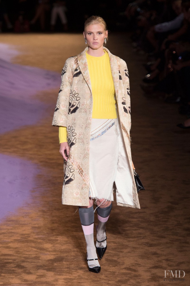Lara Stone featured in  the Prada fashion show for Spring/Summer 2015