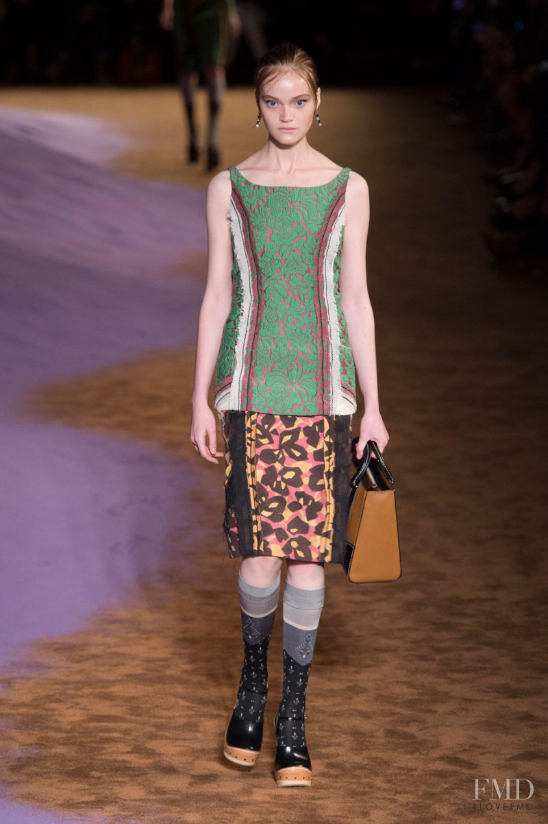 Mia Gruenwald featured in  the Prada fashion show for Spring/Summer 2015