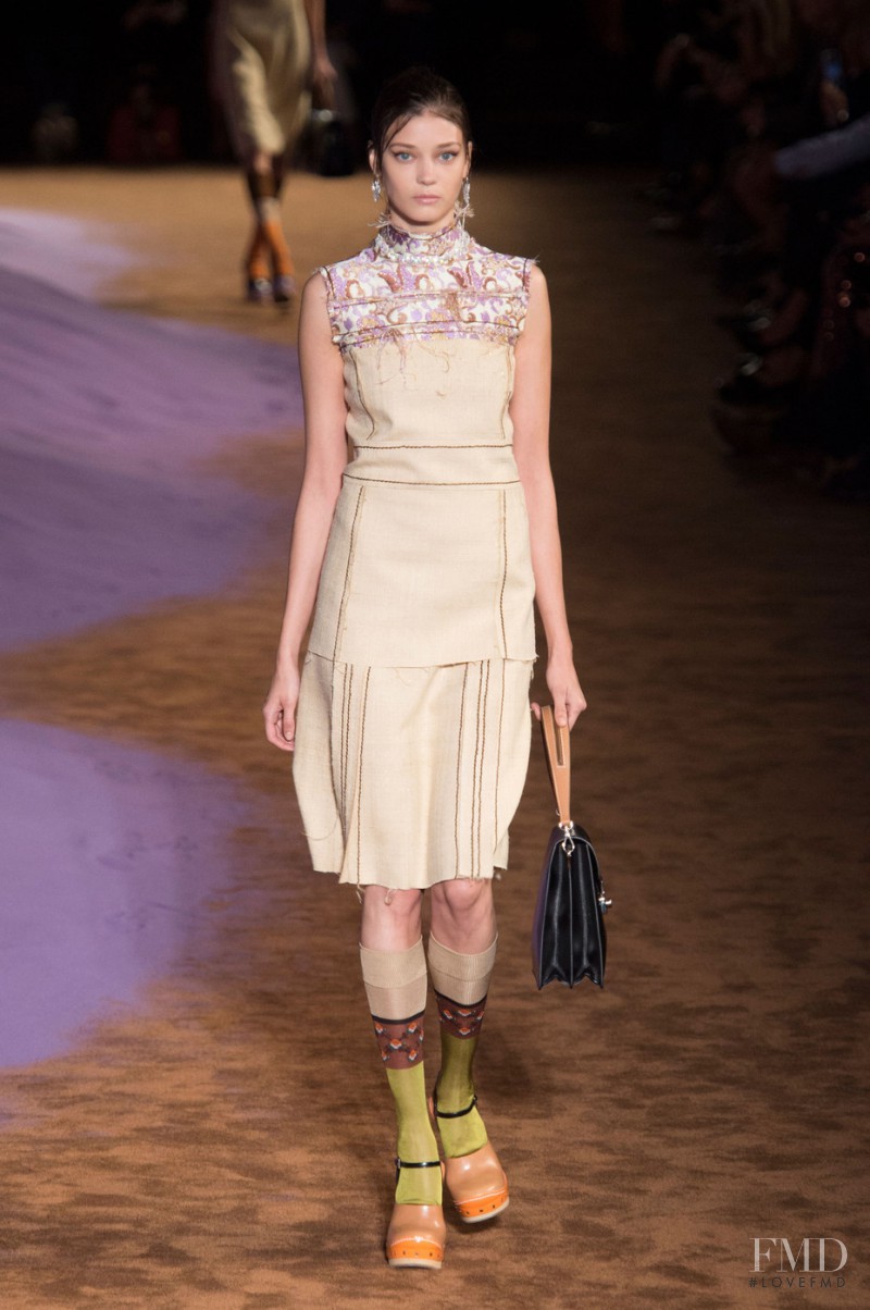 Diana Moldovan featured in  the Prada fashion show for Spring/Summer 2015