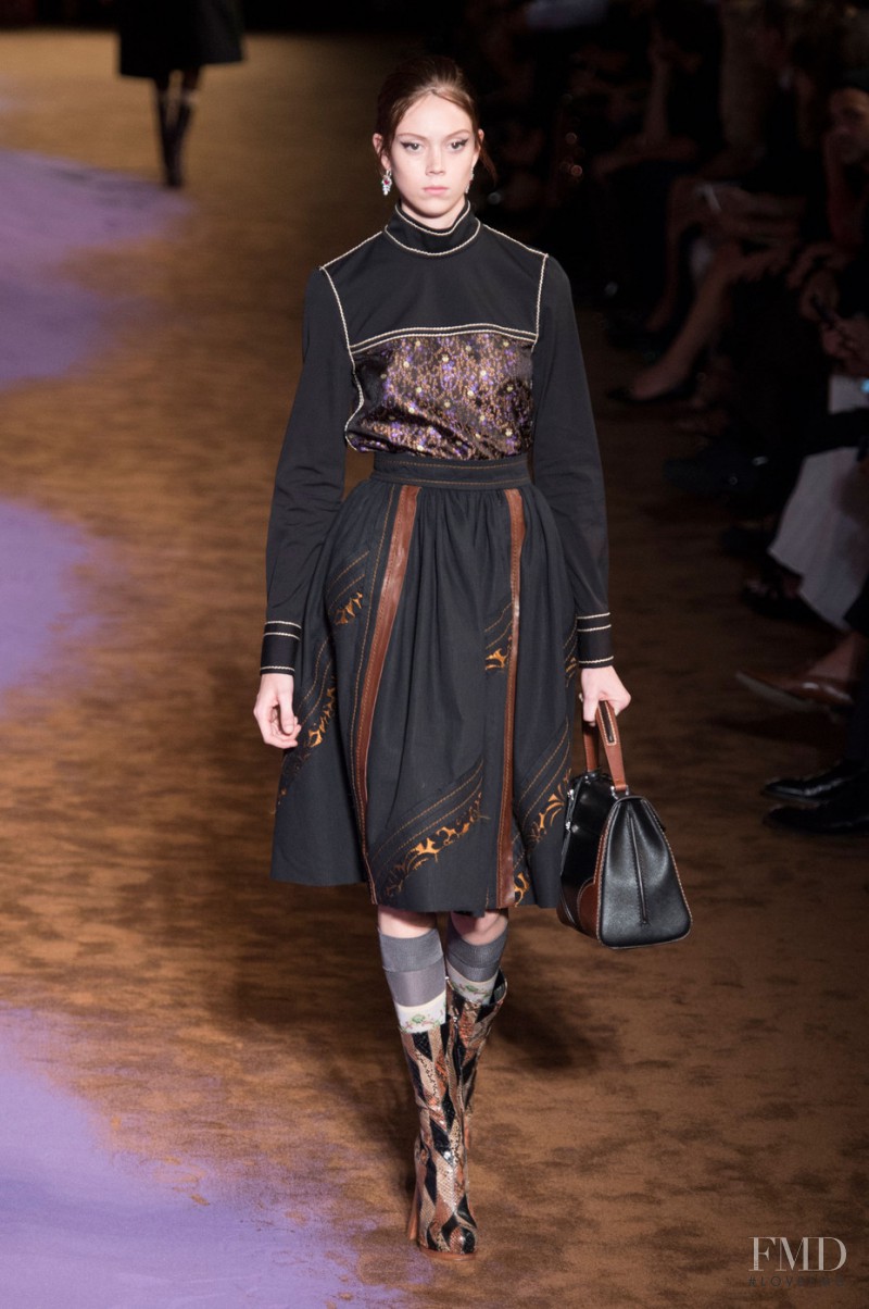 Natalie Westling featured in  the Prada fashion show for Spring/Summer 2015