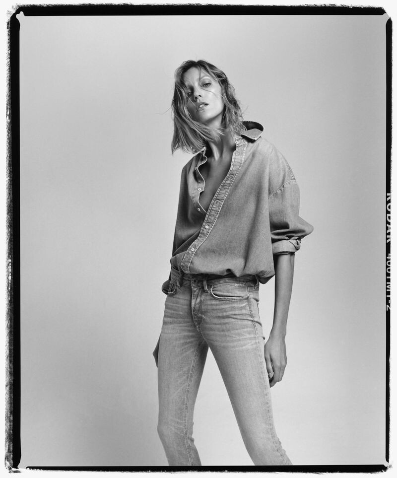 Anja Rubik featured in  the Zara The Denim Collection  advertisement for Spring/Summer 2021