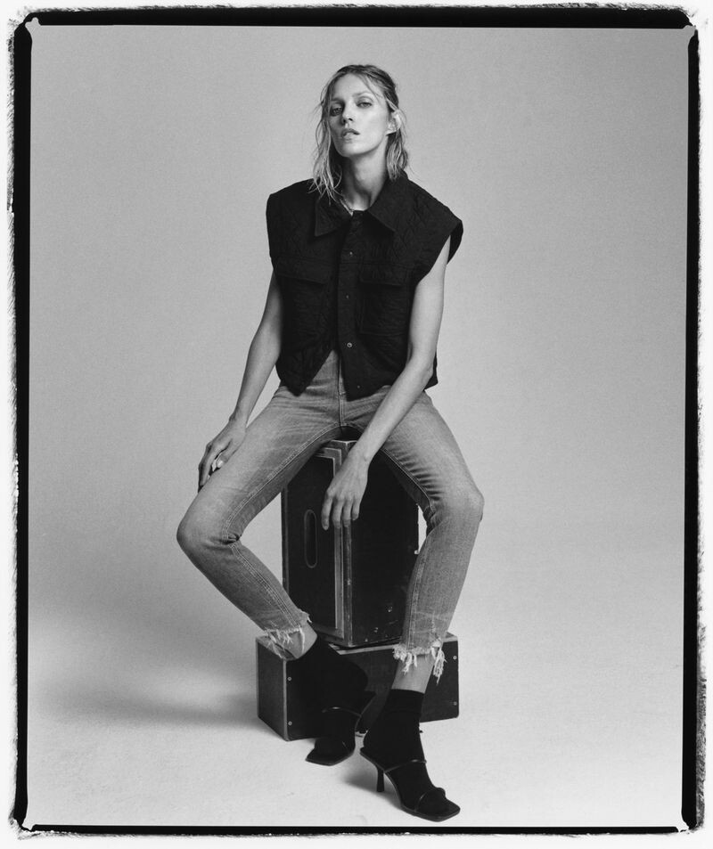 Anja Rubik featured in  the Zara The Denim Collection  advertisement for Spring/Summer 2021