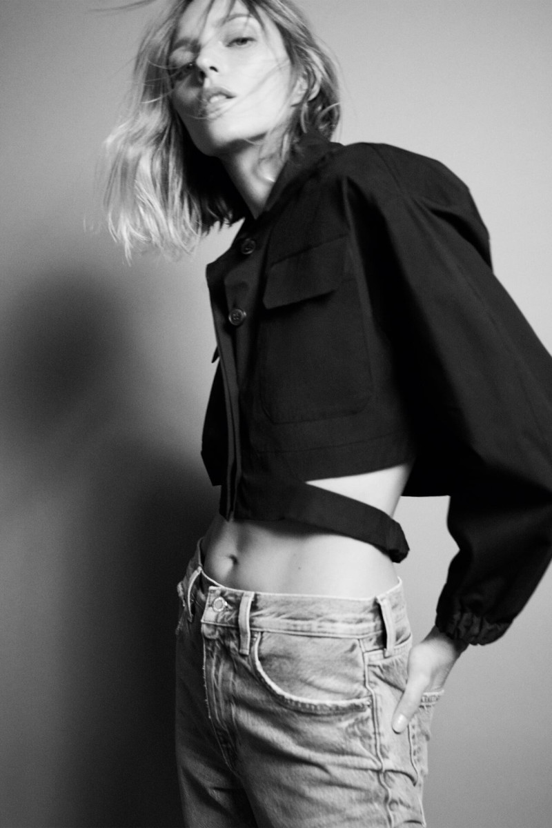 Anja Rubik featured in  the Zara Denim lookbook for Spring/Summer 2021