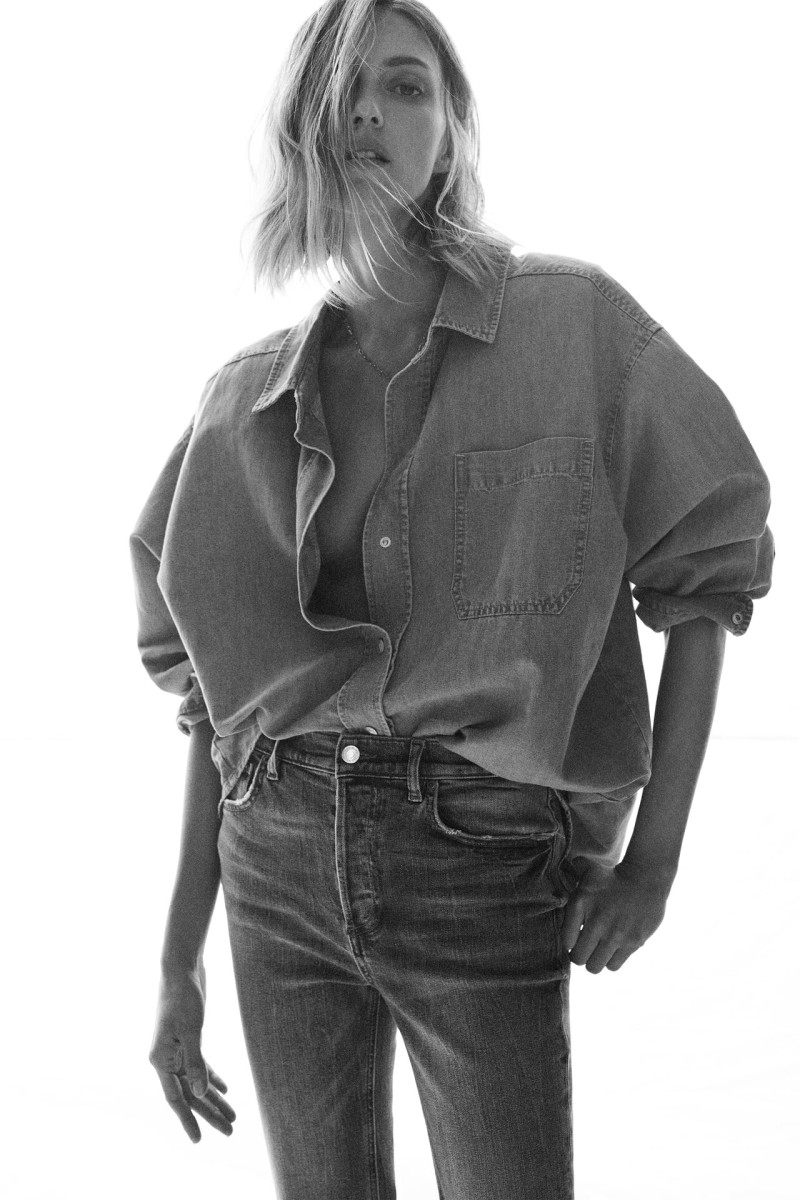 Anja Rubik featured in  the Zara Denim lookbook for Spring/Summer 2021