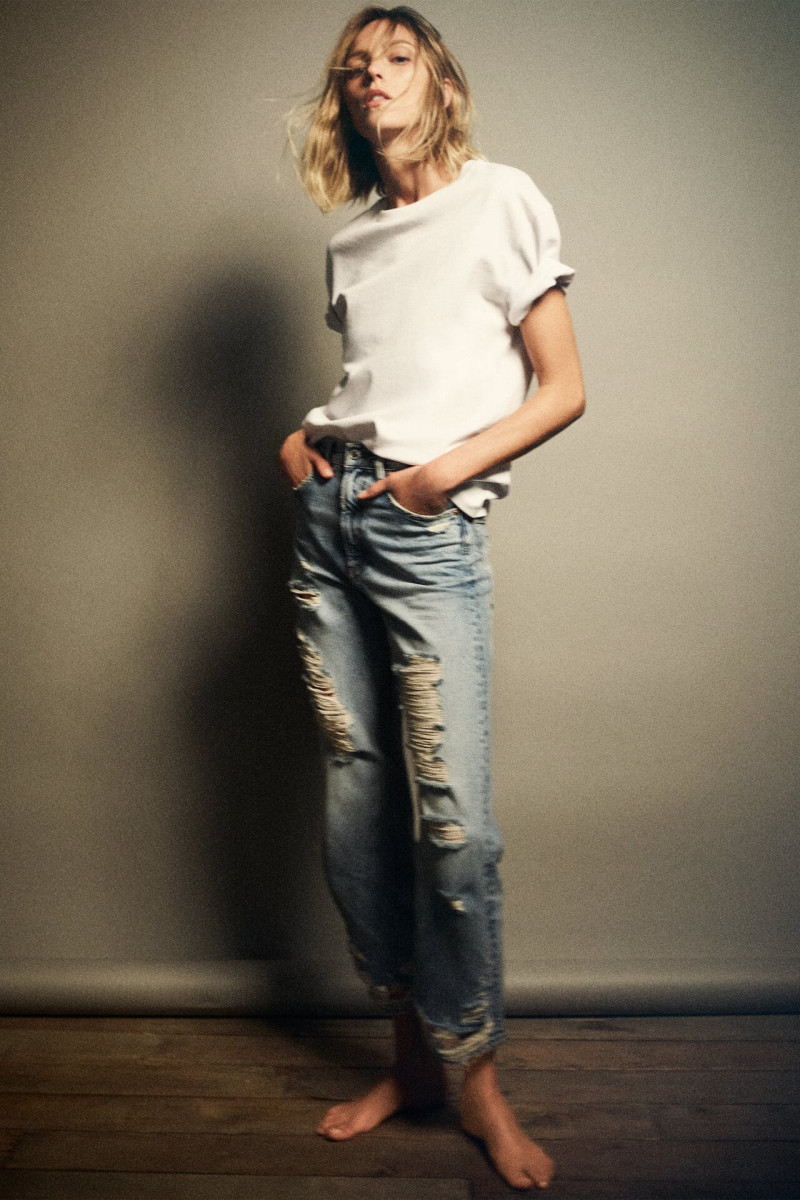 Anja Rubik featured in  the Zara Denim lookbook for Spring/Summer 2021