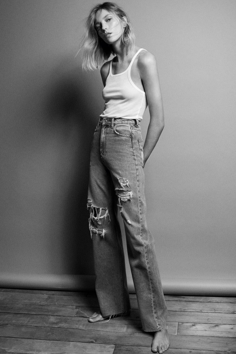 Anja Rubik featured in  the Zara Denim lookbook for Spring/Summer 2021