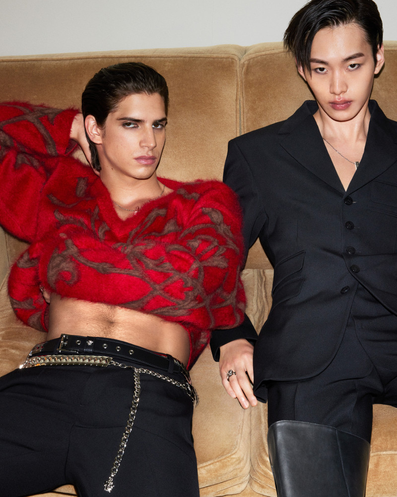 Hedi Ben Tekaya featured in  the Versace advertisement for Autumn/Winter 2024